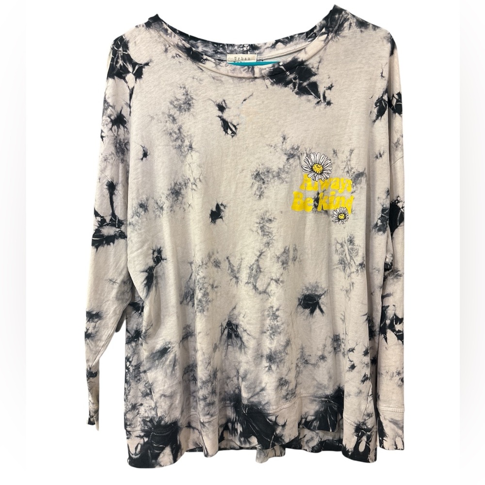 Tie-Dye Long Sleeve Tee - Black and Gray